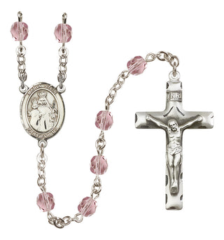 Silver Plated 6mm Fire Polished Maria Stein Rosary in Light Amethyst