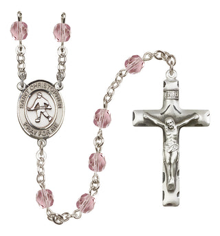 Silver Plated 6mm Fire Polished Saint Christopher / Field Hockey Rosary in Light Amethyst
