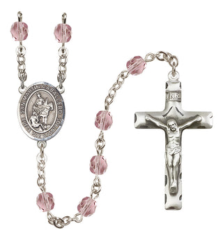 Silver Plated 6mm Fire Polished San Martin Caballero Rosary in Light Amethyst