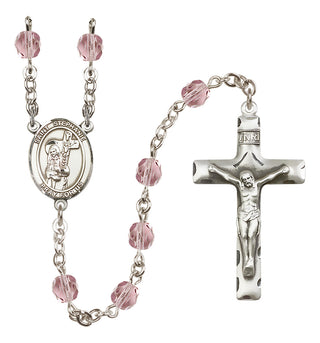 Silver-Plated 6mm Saint Stephanie  Engraved Catholic Rosaries