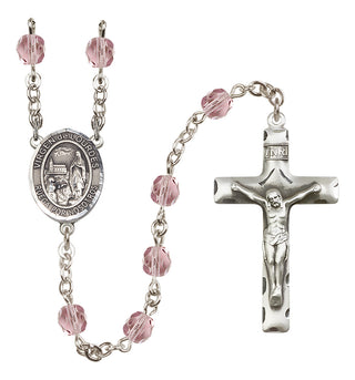 Silver Plated 6mm Fire Polished Our Lady of Lourdes Rosary in Light Amethyst