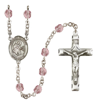 Silver Plated 6mm Fire Polished Our Lady of Mercy Rosary in Light Amethyst
