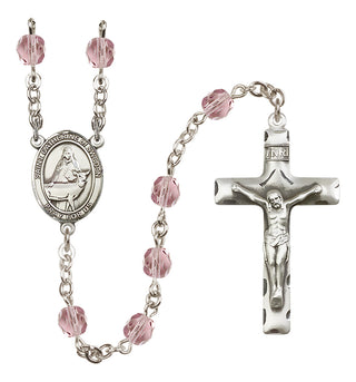 Silver Plated 6mm Fire Polished Saint Catherine of Sweden Rosary in Light Amethyst