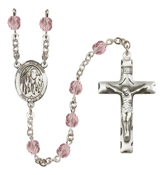 Silver Plated 6mm Fire Polished Saint Polycarp of Smyrna Rosary in Light Amethyst