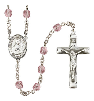 Silver Plated 6mm Fire Polished Saint Rose Philippine Duchesne Rosary in Light Amethyst