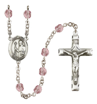 Silver Plated 6mm Fire Polished Saint Regis Rosary in Light Amethyst