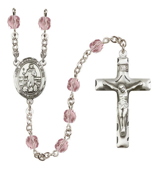 Silver Plated 6mm Fire Polished Saint Bernadine of Sienna Rosary in Light Amethyst