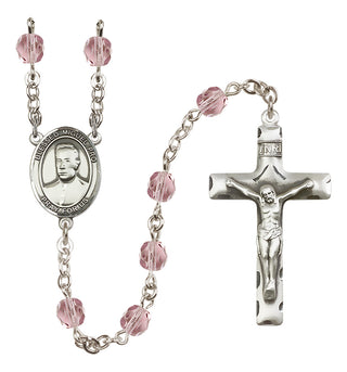 Silver Plated 6mm Fire Polished Blessed Miguel Pro Rosary in Light Amethyst