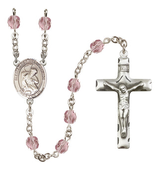 Silver Plated 6mm Fire Polished Blessed Herman the Cripple Rosary in Light Amethyst