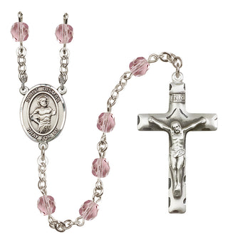 Silver Plated 6mm Fire Polished Saint Dismas Rosary in Light Amethyst