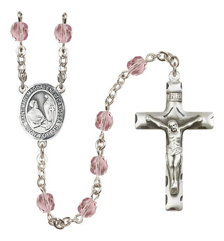 Silver Plated 6mm Fire Polished Saint Mary Magdalene of Canossa Rosary in Light Amethyst