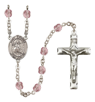 Silver Plated 6mm Fire Polished Saint Ephrem Rosary in Light Amethyst