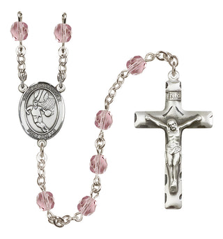 Silver-Plated 6mm Saint Christopher/Basketball Rosary