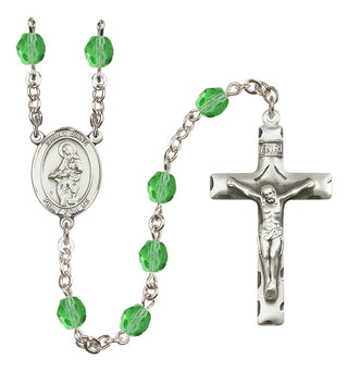 Silver Plated 6mm Fire Polished Saint Jane of Valois Rosary in Peridot
