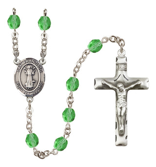 Silver Plated 6mm Fire Polished San Francis Rosary in Peridot