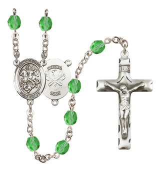 Silver-Plated 6mm Saint George / Nat'l Guard Rosary