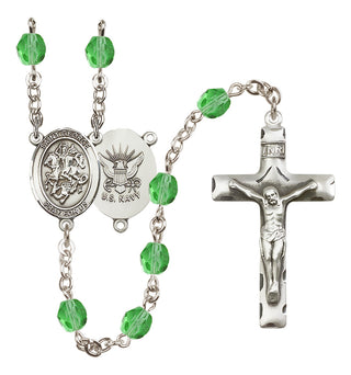 Silver-Plated 6mm Saint George / Navy Rosary