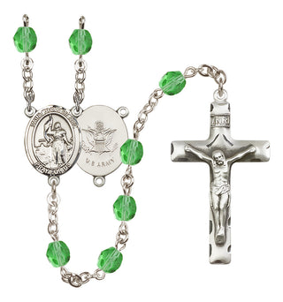 Silver-Plated 6mm Saint Joan of Arc / Army Rosary