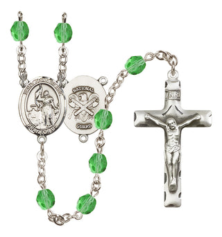 Silver-Plated 6mm Saint Joan of Arc / Nat'l Guard Rosary