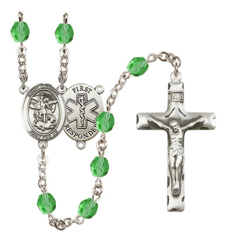 Silver-Plated 6mm Saint Michael/1St Responder Rosary