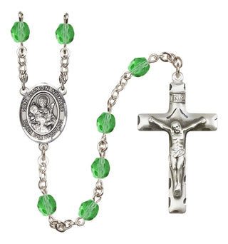 Silver Plated 6mm Fire Polished San Ramon Nonato Rosary in Peridot