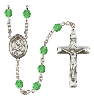 Silver-Plated 6mm Saint Rose of Lima  Engraved Catholic Rosaries
