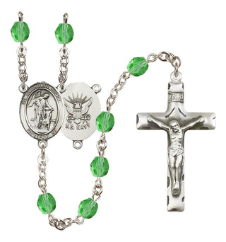 Silver-Plated 6mm Guardian Angel / Navy Rosary