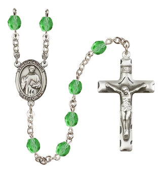 Silver-Plated 6mm Saint Placidus  Engraved Catholic Rosaries
