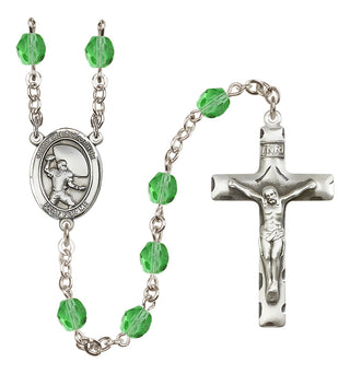 Silver-Plated 6mm Saint Christopher / Football Rosary