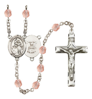 Silver-Plated 6mm Saint Joan of Arc / Navy Rosary