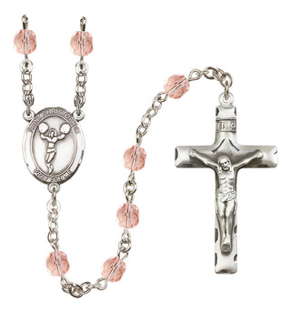 Silver-Plated 6mm Saint Christopher/Cheerleading  Engraved Catholic Rosaries