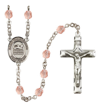 Silver-Plated 6mm Saint Christopher/Swimming Rosary