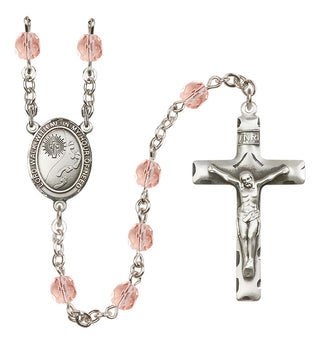 Silver-Plated 6mm Footprints / Cross  Engraved Catholic Rosaries