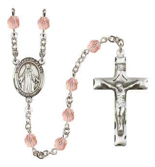 Silver-Plated 6mm Our Lady of Peace  Engraved Catholic Rosaries