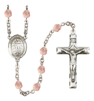 Silver Plated 6mm Fire Polished Our Lady of Tears Rosary in Pink