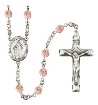 Silver Plated 6mm Fire Polished Our Lady the Undoer of Knots Rosary in Pink