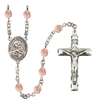 Silver Plated 6mm Fire Polished Our Lady of the Precious Blood Rosary in Pink