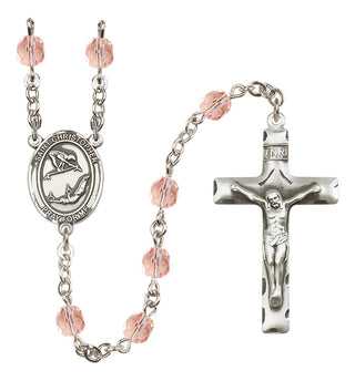 Silver-Plated 6mm Saint Christopher/Gymnastics Rosary