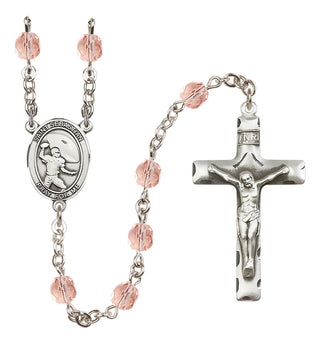Silver-Plated 6mm Saint Sebastian / Football Rosary