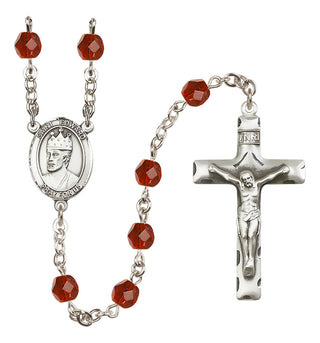 Silver Plated 6mm Fire Polished Saint Edward the Confessor Rosary in Ruby
