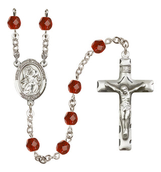 Silver-Plated 6mm Saint Gabriel the Archangel  Engraved Catholic Rosaries