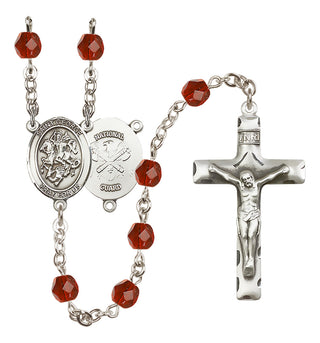 Silver-Plated 6mm Saint George / Nat'l Guard Rosary