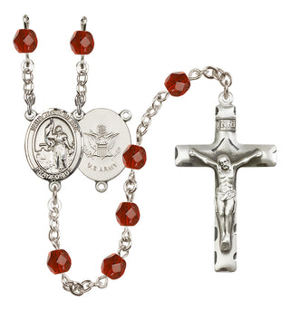 Silver-Plated 6mm Saint Joan of Arc / Army Rosary