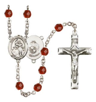 Silver Plated 6mm Fire Polished Saint Joan of Arc / Marines Rosary in Ruby