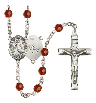 Silver Plated 6mm Fire Polished Saint Joseph of Cupertino Rosary in Ruby