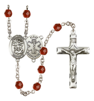 Silver-Plated 6mm Saint Michael/1St Responder Rosary