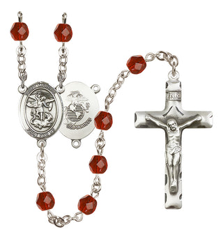 Silver-Plated 6mm Saint Michael / Marines Rosary