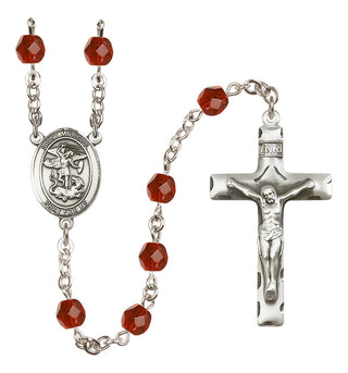 Silver-Plated 6mm Saint Michael the Archangel  Engraved Catholic Rosaries