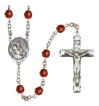 Silver Plated 6mm Fire Polished San Ramon Nonato Rosary in Ruby