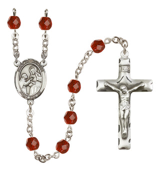 Silver Plated 6mm Fire Polished Saint John of God Rosary in Ruby
